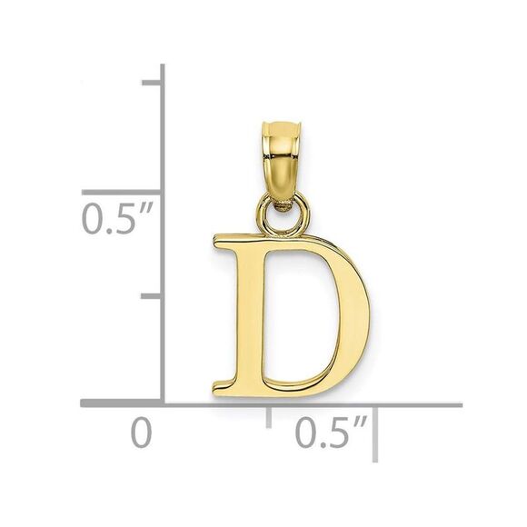 10K Yellow Gold Polished D Block Initial Charm - Picture 8 of 9